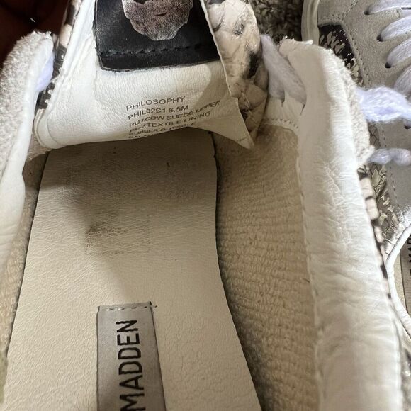 Steve Madden Philosophy Star Sneakers Shoe Snake Skin Leather Size 6.5 M - Picture 6 of 9